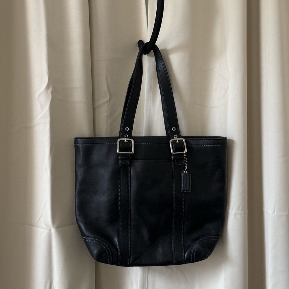 Coach Black Leather Tote Bag